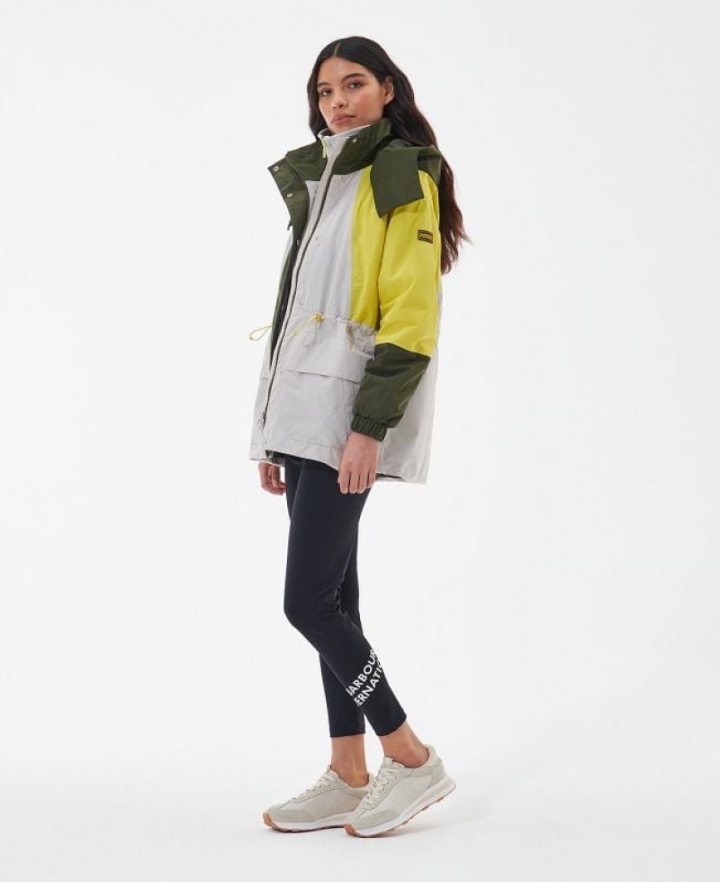 White / Yellow / Olive Women Barbour International Pendleton Waterproof Jacket | US-9160FMUCD