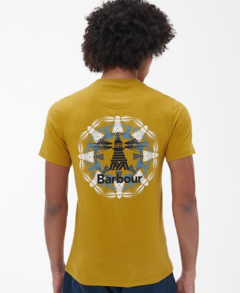 Yellow Men Barbour Beacon Brathay Graphic T-Shirts | US-9087XTOQM