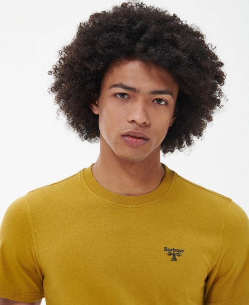 Yellow Men Barbour Beacon Brathay Graphic T-Shirts | US-9087XTOQM