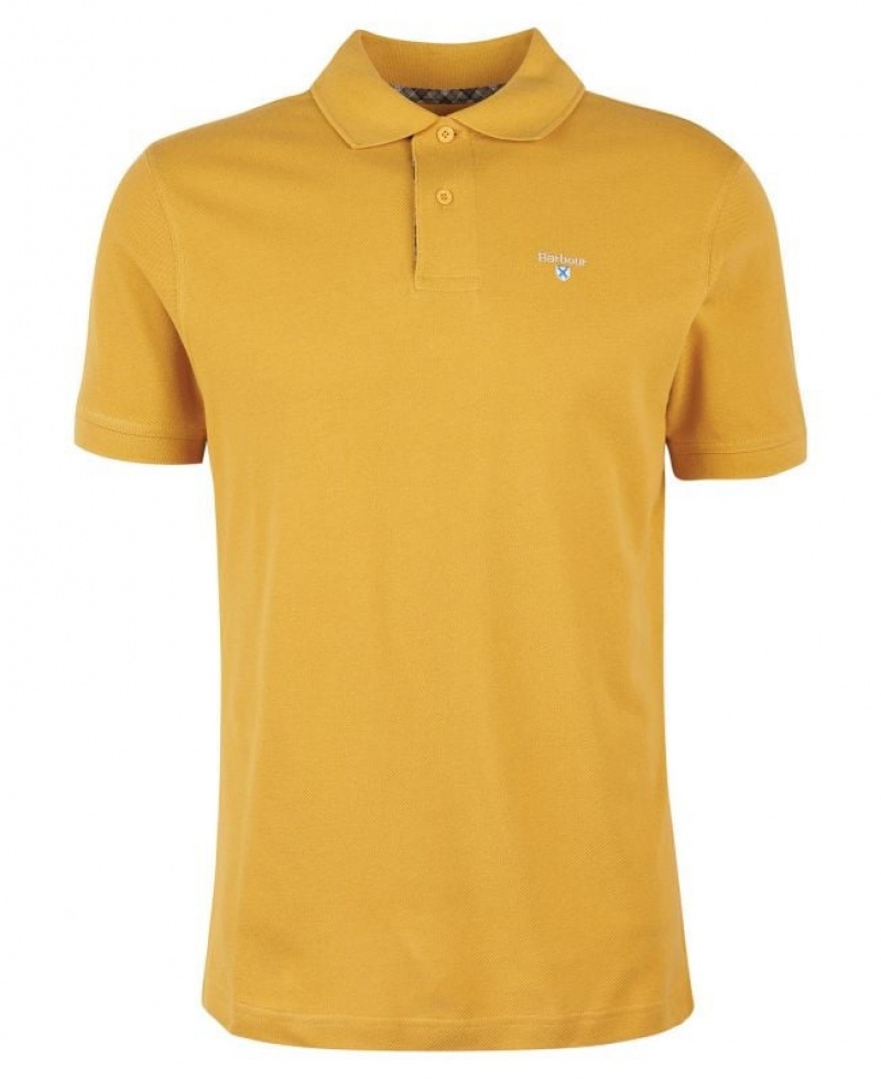 Yellow Men Barbour Cotton Polo Shirt | US-3564IOAPF