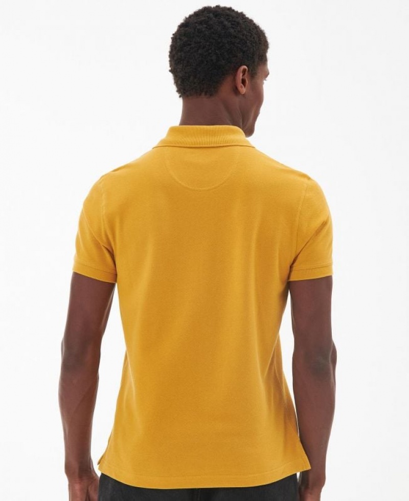 Yellow Men Barbour Cotton Polo Shirt | US-3564IOAPF