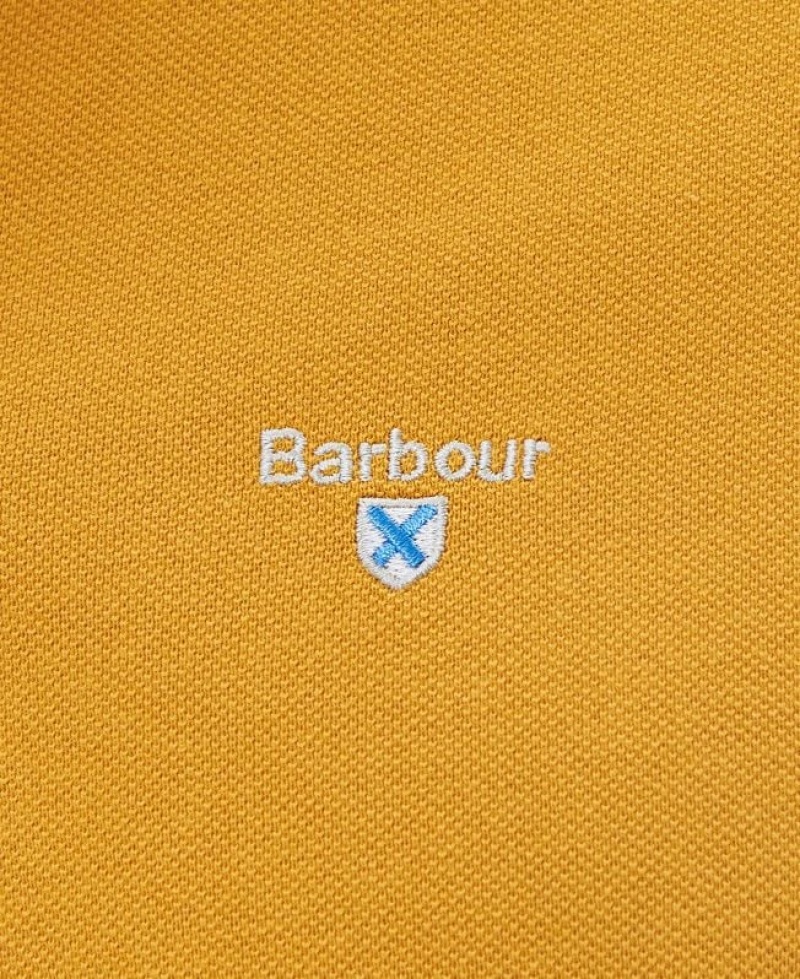 Yellow Men Barbour Cotton Polo Shirt | US-3564IOAPF