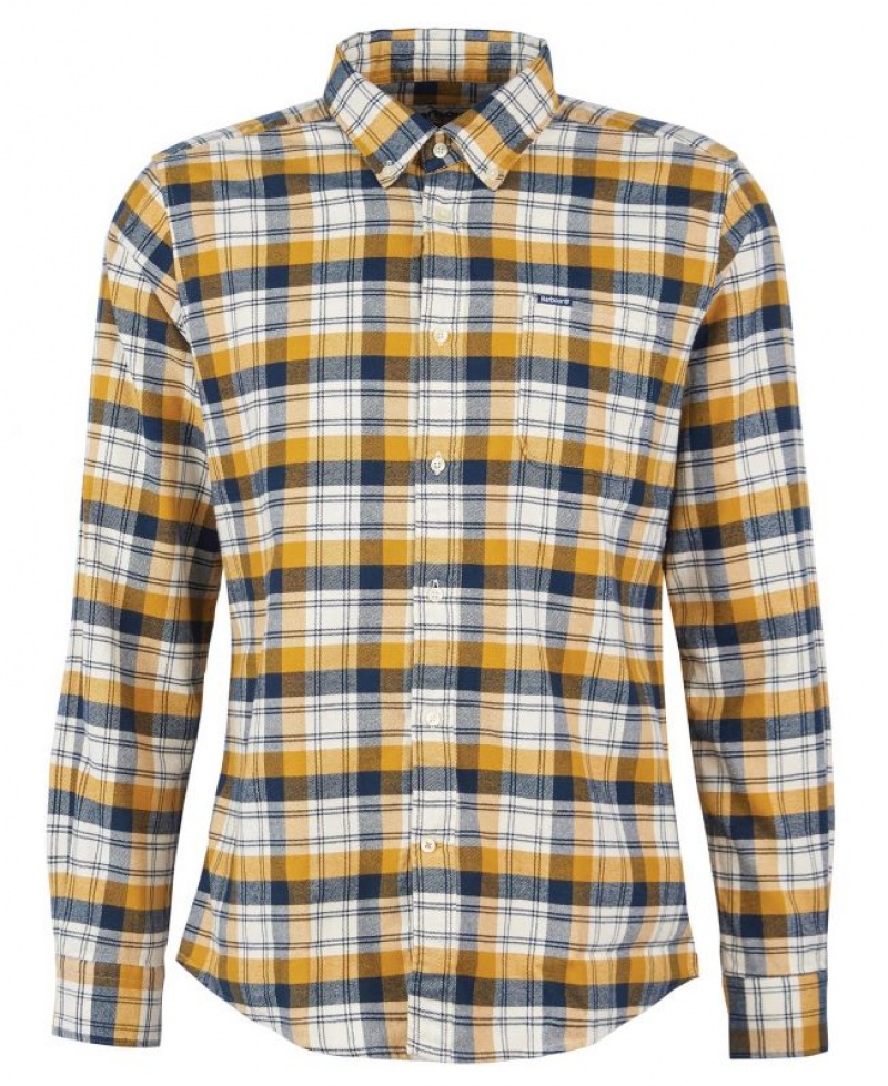 Yellow / Navy Men Barbour Stonewell Tailored Shirts | US-5184HGDUY