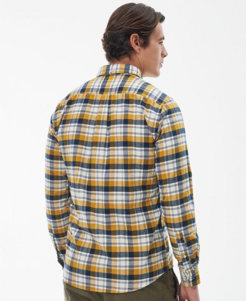 Yellow / Navy Men Barbour Stonewell Tailored Shirts | US-5184HGDUY