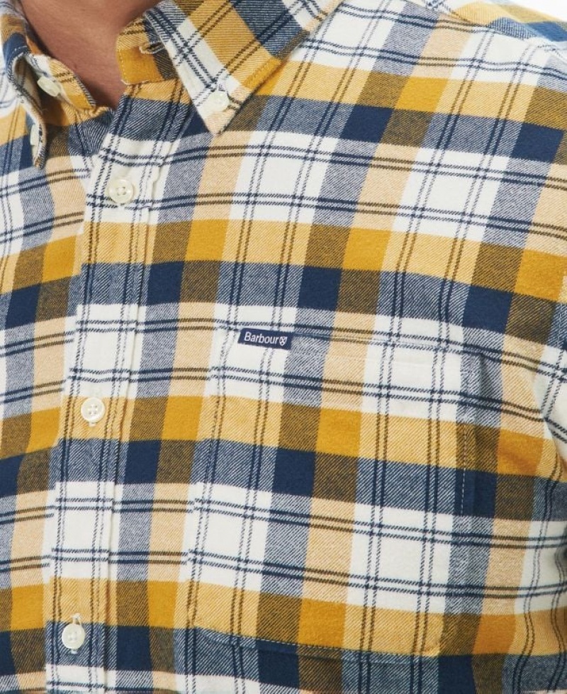 Yellow / Navy Men Barbour Stonewell Tailored Shirts | US-5184HGDUY